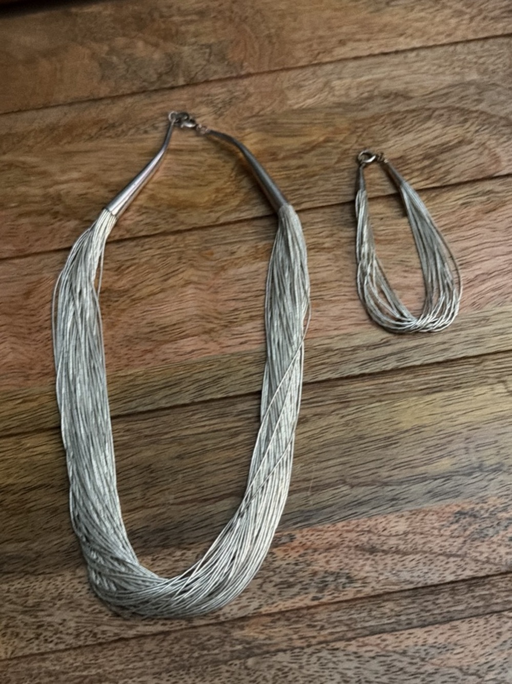 Liquid silver Necklace and Bracelet Set - Women Jewelry